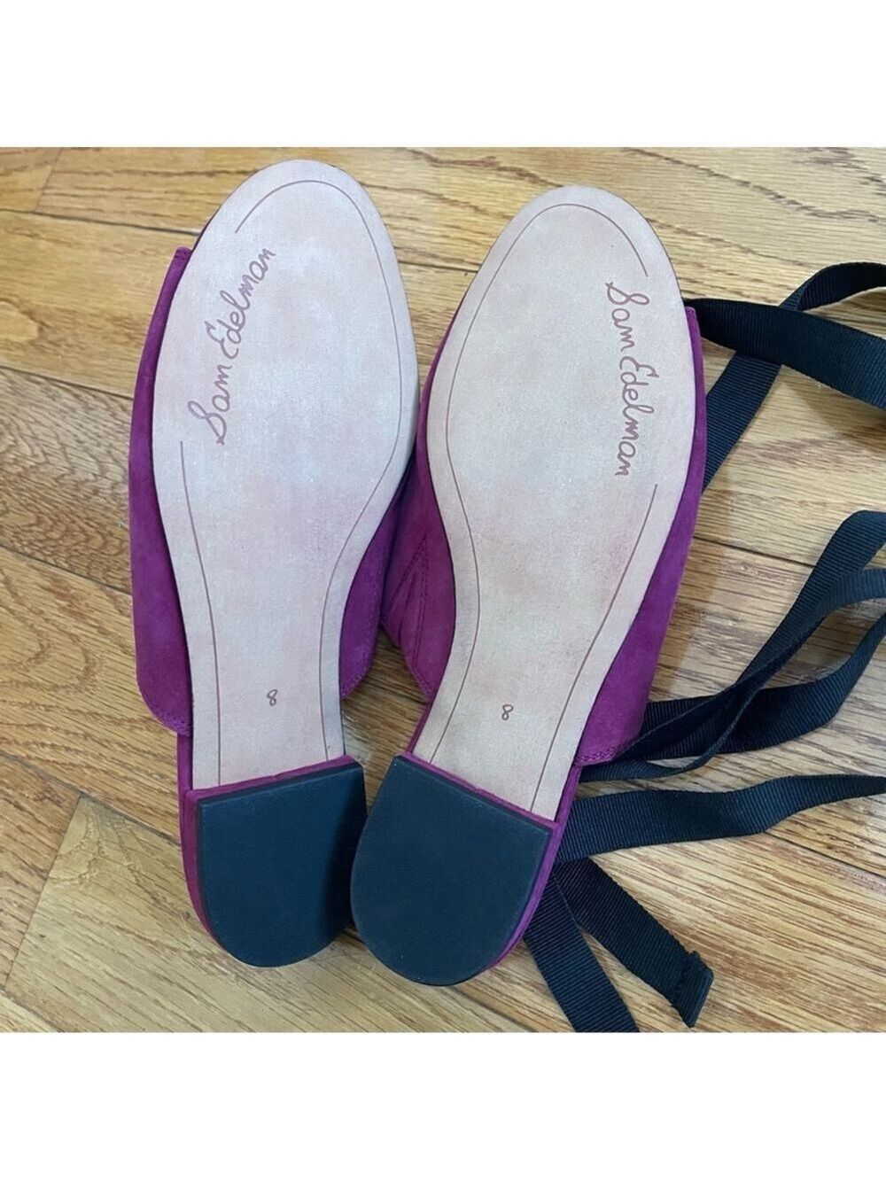 Sam Edelman Women's Suede Leather Theodora Sandals Mules with ties Magenta Sz 8 - Picture 10 of 12